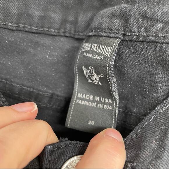 True Religion Black Mid Rise Bedazzled Skinny Ankle Jeans Y2K Womens 29 Studded - Picture 5 of 7